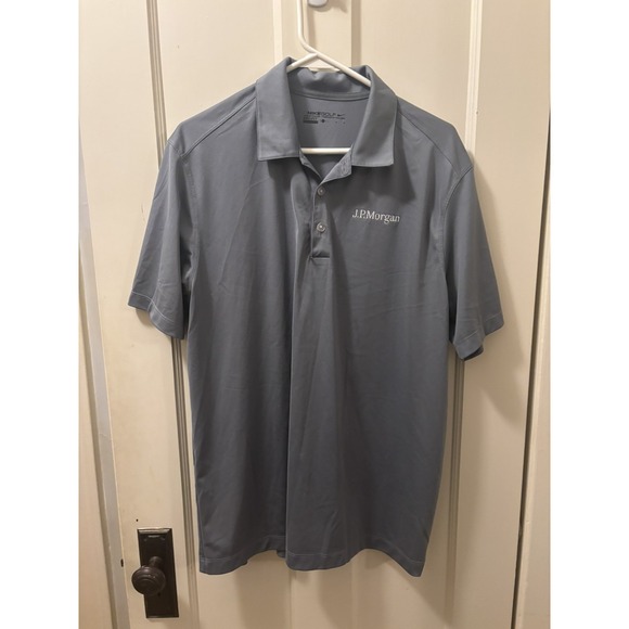 Nike Other - Nike JP Morgan Polo Shirt Men's Size Large Gray Golf Dri-Fit Embroidered Logo